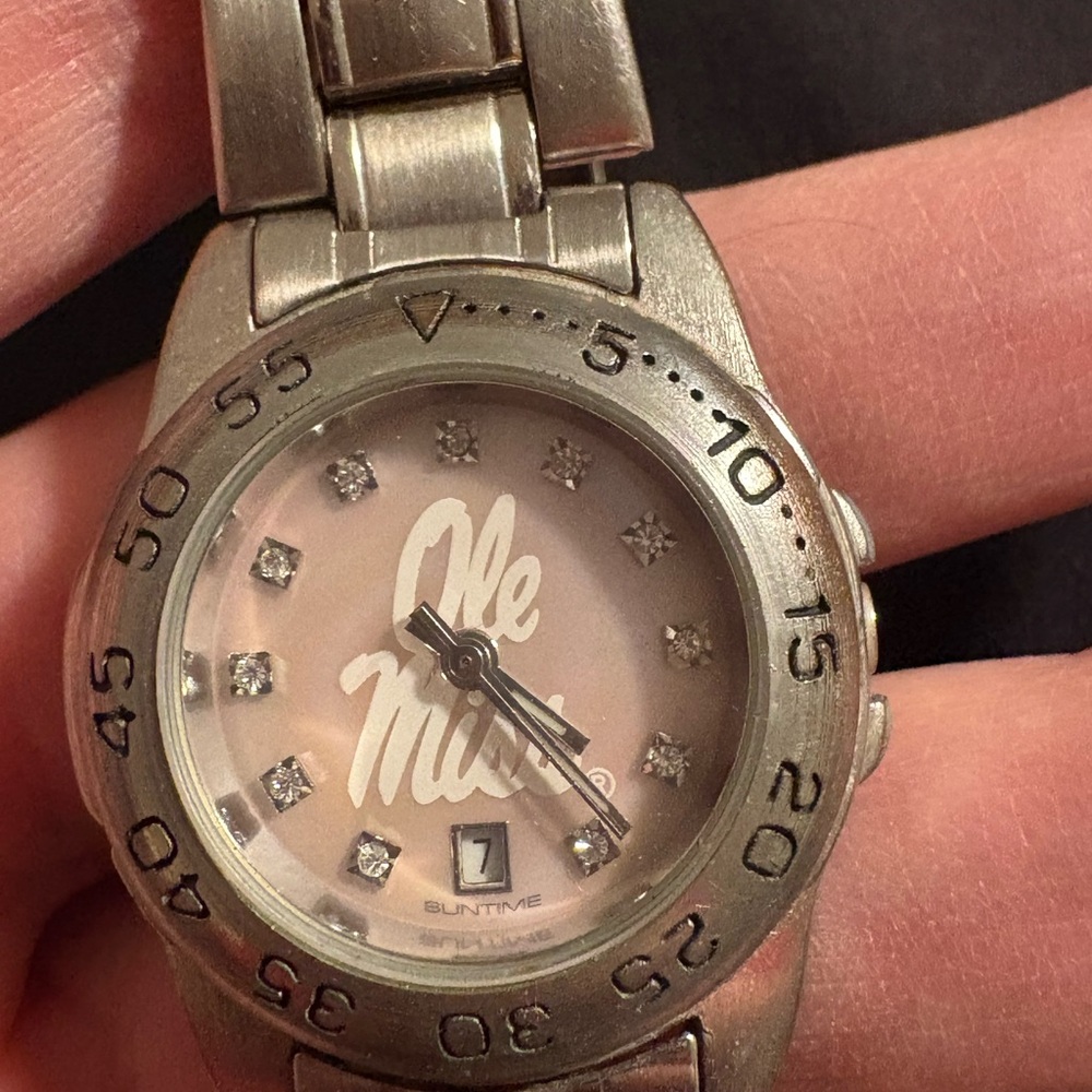 Silver Ole Miss Watch - pink face